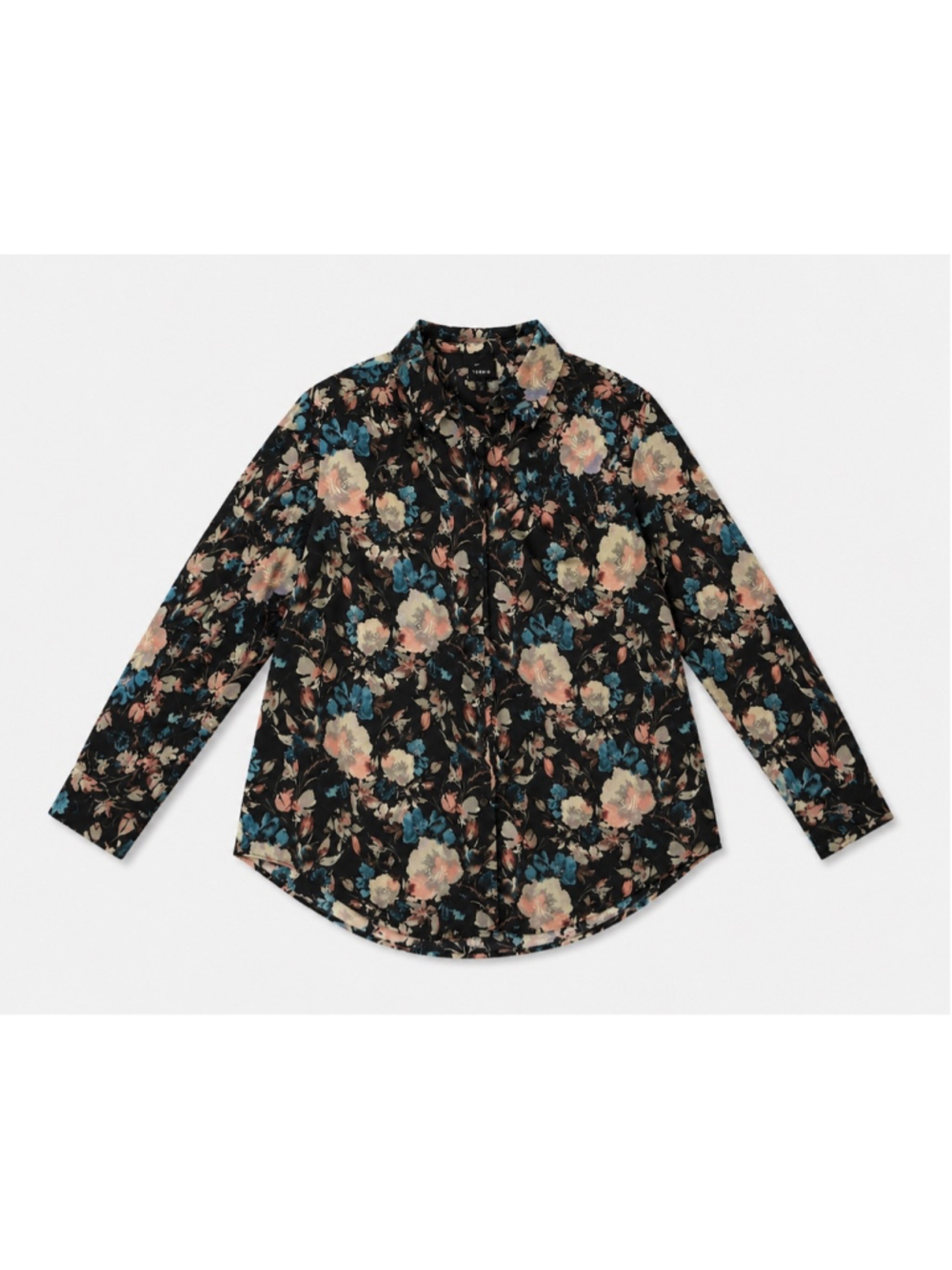 Women's Torrid Floral Button Down Shirt 2X Black Pink Blue Summer